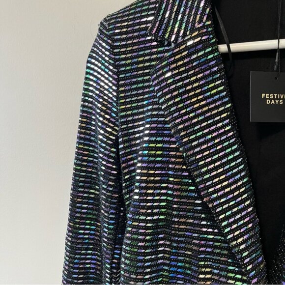 ZARA ZW COLLECTION WOMAN MIRRORED BLAZER MINI DRESS IRIDESCENT Size XS - Picture 12 of 16